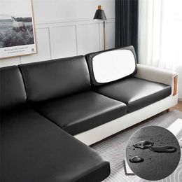 PU Leather Sofa Seat Cushion Cover Waterproof Anti-dirty Slipcover Protector Corner L-shaped 211116