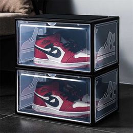 2pcs AJ shoe box Hardened plastic high-top basketball shoes dust-proof storage transparent heightened Sneakers 211102