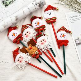 Christmas Decorations Pencils Cartoon Santa Claus Snowman Elk Pattern Pencil for Elementary School Student Party Christmas Gift LLB12102