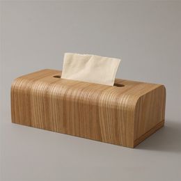 Walnut Wood Tissue Box Kitchen Bathroom Paper Table Creative Desktop Storage Simple Living Room es 210818