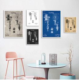 Paintings First Tattoo Machine Patent Prints Parlor Wall Art Canvas Painting Posters Decor Vintage Blueprint Picture Decorations