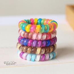 2021 10 Colours Fabric Telephone Wire Hair Band Gradient Mermaid Glitter Ponytail Holder Elastic Phone Cord Line Hair Tie Hair Accessories