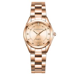 Wristwatches CHRONOS Watches For Women Round Stainless Steel Watch Quartz Rose Gold Bling Sale Ladies Gifts