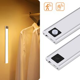 Wall Lamps Hand Sweep/PIR Motion Sensor LED Under Cabinet Light USB Rechargeable Ultra-thin Portable Lamp For Kitchen Bedroom 20/40cm