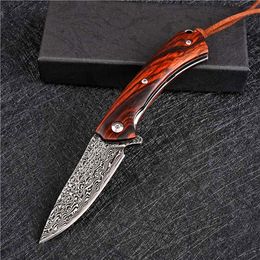 Special Offer Flipper Folding Knife VG10 Damascus Steel Blade Rosewood + Stainless Steels Sheet Handle Outdoor EDC Pocket Gift Knives