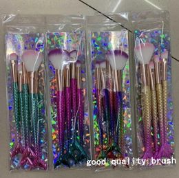 makeup brushes 4pcs/ set gradient color fish scale tail contouring eye shadow brush beauty tool comestic