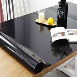 Black Tablecloth manteles Transparent Waterproof Kitchen protective table cover oil proof Glass Soft Cloth cloth 1.0 210626