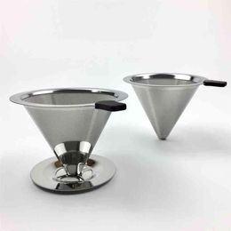 Stainless Steel Coffee Philtre Holder Reusable Coffee Philtres Dripper v60 Drip Coffee Baskets 210712