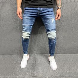 Europe America Fashion Style Men's Clothing Jeans Stretch Ripped Pants Streetwear Trousers For Mens