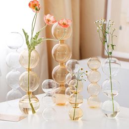 vases for table decorations UK - Vases Flower Vase For Table Decoration Living Room Fleur Ornaments Floral Home