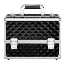 Fashion Durable Multi-layer Professional Portable Aluminum Cosmetic Makeup Case Black 190813313 Bags & Cases