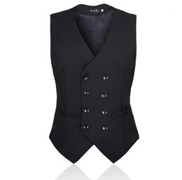 Men's Vests Mens Black Grey Dress For Men Slim Fit Wedding Suit Vest Male Plus Size Waistcoat Business Casual Formal Sleeve Jacket 6XL