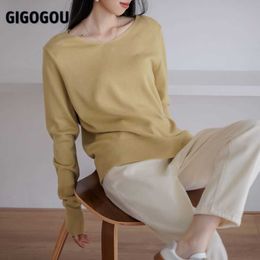 GIGOGOU y2k Cashmere Sweaters Women Wool Pullover Top Solid V Neck Female Jumper Casual Loose Oversized Winter Christmas Sweater Y0825