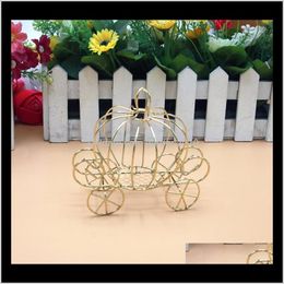 Gold Metal Pumpkin Carriage Candy Wedding Party Favour Gift Box Chocolate Packaging Wb919 Yapuj P84Rn
