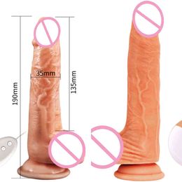 Nxy Dildos New Automatic Telescopic Dildo for Women Realistic Skin Female Penis Vibrator Rabbit g Spot Vibrating Tongue Sex Toy 0105