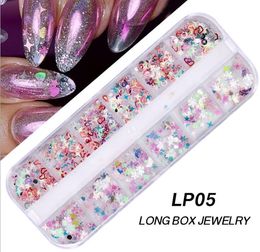 12 grid Colours Star shape Nail Sequin Paillette Heart ShapedNail love sequins laser flash nails ultra-thin 3D Flakes Slices Spangle Holographics Glitter Stickers