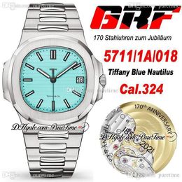 GRF 5711/1A/018 Cal A324 Automatic Mens Watch 170 Anniversary Limited Edition Blue Textured Dial Stainless Steel Bracelet 2022 Jay-Z Watches Puretime A1