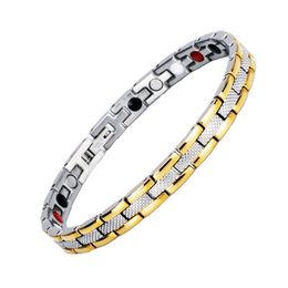 Factory Wholesale (3pieces/lot) Premier Couple Jewelry Stainless Steel Health Magnet Germanium Link Chain Bracelet for Lovers