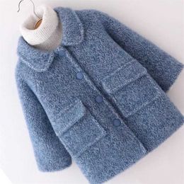 Girls' Coat Kids Jacket Underwear Plus Velvet Thicken Warm Winter Autumn School Cotton Tops Fleece Children's Clothing 211204