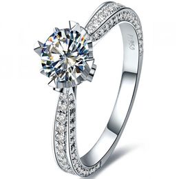 platinum rings diamonds UK - Cluster Rings Amy Brilliant 1Ct 6.5mm Round Cut D Moissanite Ring Solid Platinum 950 For Her Women's Diamond
