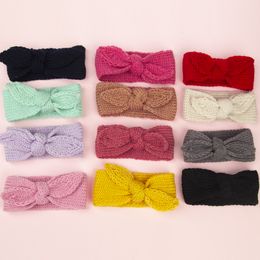 New Knitted Bunny Ear Headband for Baby Autumn Winter Girls Hair Accessories Top Knot Elastic Hair Bands Kid Head Wraps