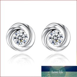 Authentic 925 Sterling Silver Earrings Zircon Rotating Flower Stud Earrings For Women Rose Earing Jewellery Crystal Earings Gift Factory price expert design Quality