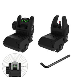 Foldable Fibre Optics Iron Sights Flip-up Tactical Hunting Scopes Polymer Black Front and Rear Sight for Picatinny Weaver Rails