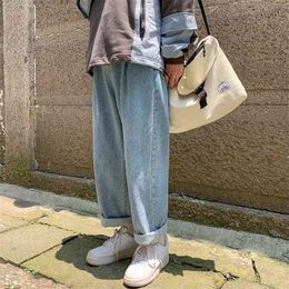 Privathinker Autumn Men's Jeans Straight Casual Mans Korean Collage Hip Hop Woman Couple Denim Pants 210716