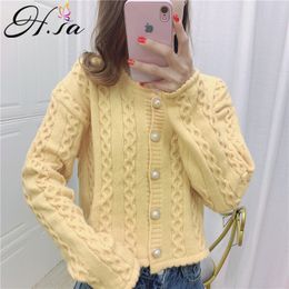 H.SA Cardigan Sweaters Single Breasted Twist Solid Spring Knit Cardigans Women Loose All-match Casual Jumper Mujer 210417