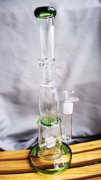 Vintage Pulsar 14inch Green Glass Bong Water smoking hookah pipe 18mm female Joint Bubbler Heady Oil Dab Rigs with color bowl