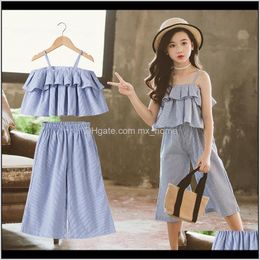 Sets Baby Clothing Baby Kids Maternity Drop Delivery 2021 Childrens Suit Korean Children Clothes Set Summer Backless Shirts And Wide Leg Pant