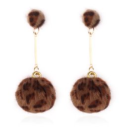 Dangle & Chandelier Pom Drop Earrings For Women Accessories Korean Leopard Earings Fashion Jewelry Pendientes Oorbel Kolczyki