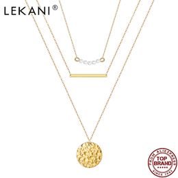 -Lekani Gold Color Europa y América Estilo Collares para mujer Forma redonda Strip Pearl Lady Fashion Anniversary Jewelry en venta 210701