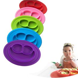 Baby Silicone Bowls Dishes Plates Children Food Grade Silicone Non Slip Cute Bowl Kid Baby One Piece Dish Dining Mat 7 Colours RRA9991