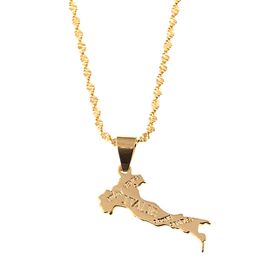 Italie Italy Necklace Pendant Chains For Women Men Gold Colour Jewellery Italian Maps Necklace