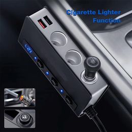 Cigarette Lighter Adapter 180W Car Charger 12V 24V 3-Socket Cars Power DC Outlet Splitter with 3 USB Ports 1 Type-C port218m