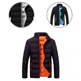 Trendy Fall Winter Solid Color Stand Collar Puffer Jacket Outerwear G1108