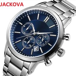 All Dials Working Full Functional Watches 43mm 100% JAPAN MOVEMENT Quartz Chronograph mens Watch Stainless Steel Bracelet Male Wristwatch Gift Original Box Ship