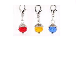 2021 Colours Crystal Birthstone Dangles Birthday Stone Pendant Charms Beads With Lobster Clasp Fit For Floating Locket FAST SHIP