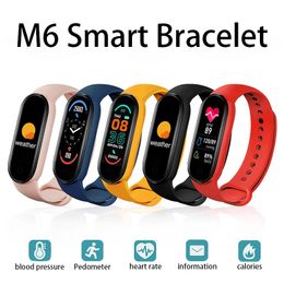 För Xiaomi m6 smart armband klocka band fitness tracker hjärtfrekvens blodtrycksmonitor 5 färgskärm smart armbands sport