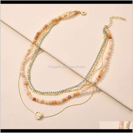 Pendant Necklaces & Drop Delivery 2021 Pendants Qingdao Daiwei Fashion Jewelry Natural Stone Beads Claw Chain 4-Layer Womens Necklace C8Guh