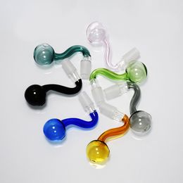 Colourful 14mm Male joint Tobacco Bowl Pyrex Glass Oil Burner Pipe glass bowls Hookah Shisha Bongs Adapter Thick Pipes Clear blue green yellow Smoking Tubes for Smoker