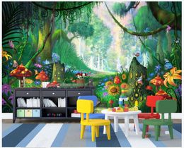 Custom photo wallpapers for walls 3d mural wallpaper Modern Dreamy hand-painted forest big trees grass path children's room background wall papers home decor