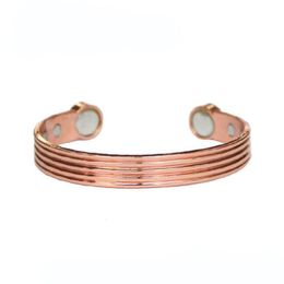 Men's Red Copper Bracelet Powerful 6 Magnetite 99.9% Pure Therapy Arthriti Cuff Natural Relief Joint Pain Bangle