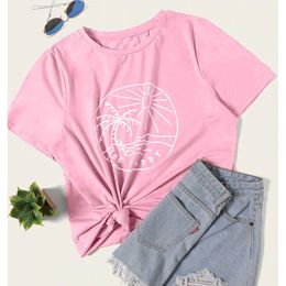 T-shirt Femme Soyez heureux Fancy Summer Graphique drôle Haut-Vacay Tees Tops Femme Plus Taille Femme Crewneck Inspiré Tumblr Beach Tshirt Thirt Thirt