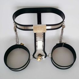 sex toy massager Female Chastity Belt Pants Thigh Ring Cuffs BDSM Bondage Stainless Steel Metal Restraint Device Erotic Sexy Toys For Women Adults H98V