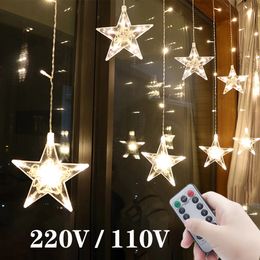 Star String Lights LED Christmas Garland Fairy Curtain light 2.5M Outdoor Indoor Per Camera da letto Home Party Matrimonio Ramadan Decor