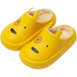 Winter Autumn Slippers Kids Girl Boys Fur Slides Cotton Indoor Shoes Warm Leather Waterproof House Children Slipper SCM006 211119
