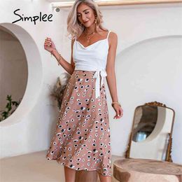 Simplee Leopard print fashion women long skirts spring Casual high waist a-line female skirt sexy Elegant animal print bottoms 210412