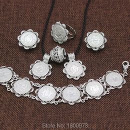 Newest Coin Set Pendant/Necklace/Earrings/Ring/Braelet Silver Plated Arabic/African/Ethiopian/Kenya/Eritrea Jewelry H1022